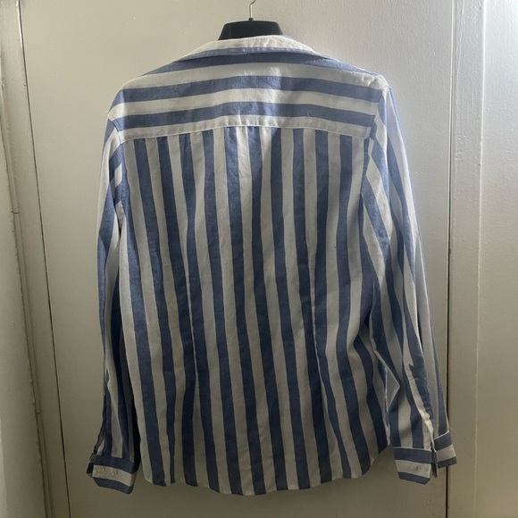 Blue and White Striped Button-Up Shirt - Picture 2 of 6